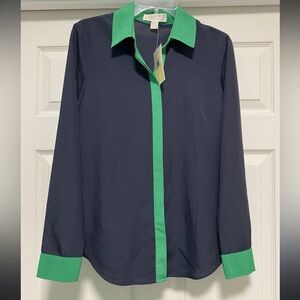 Michael Kors Emerald and Black Blouse
